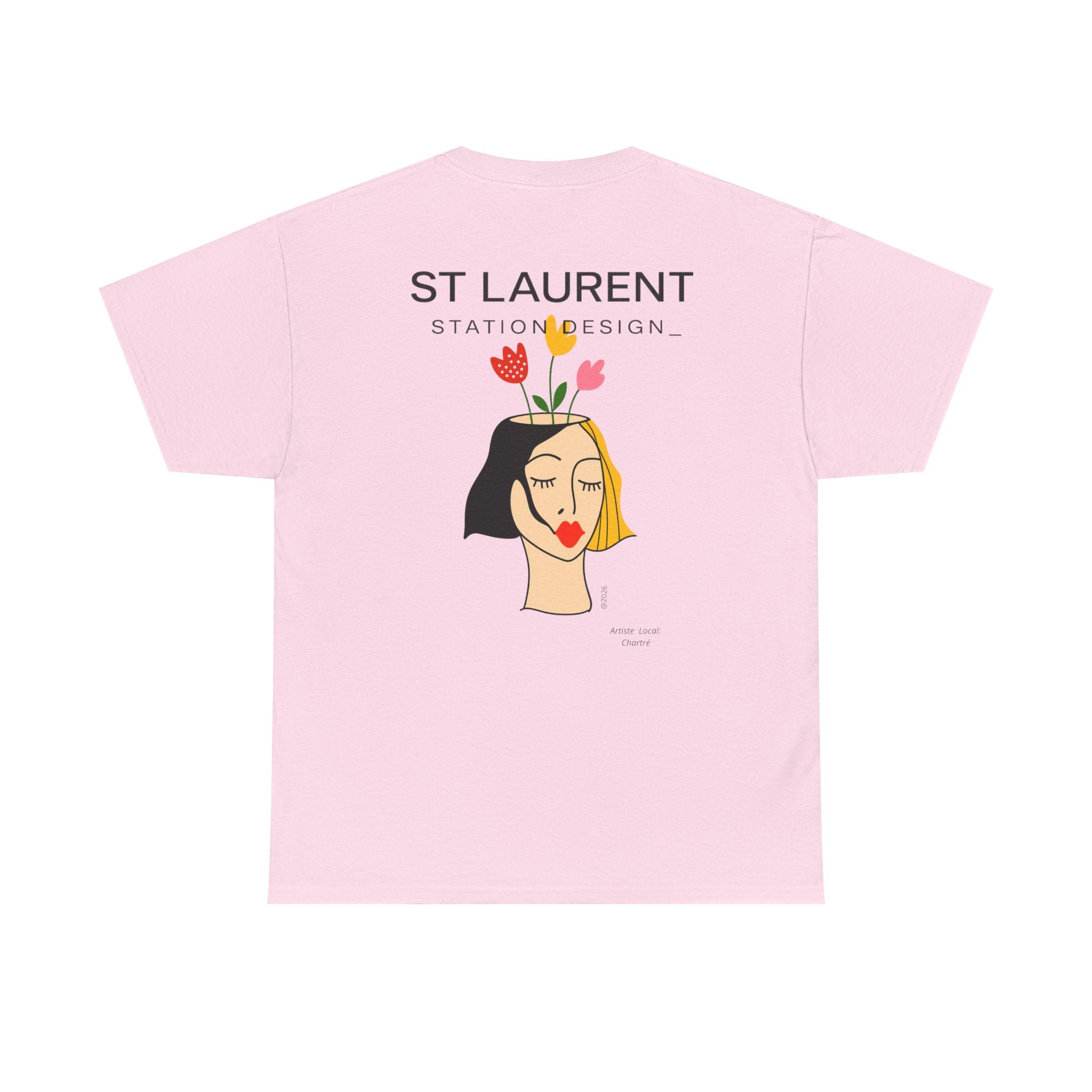 St. Laurent Floral Face Graphic Tee