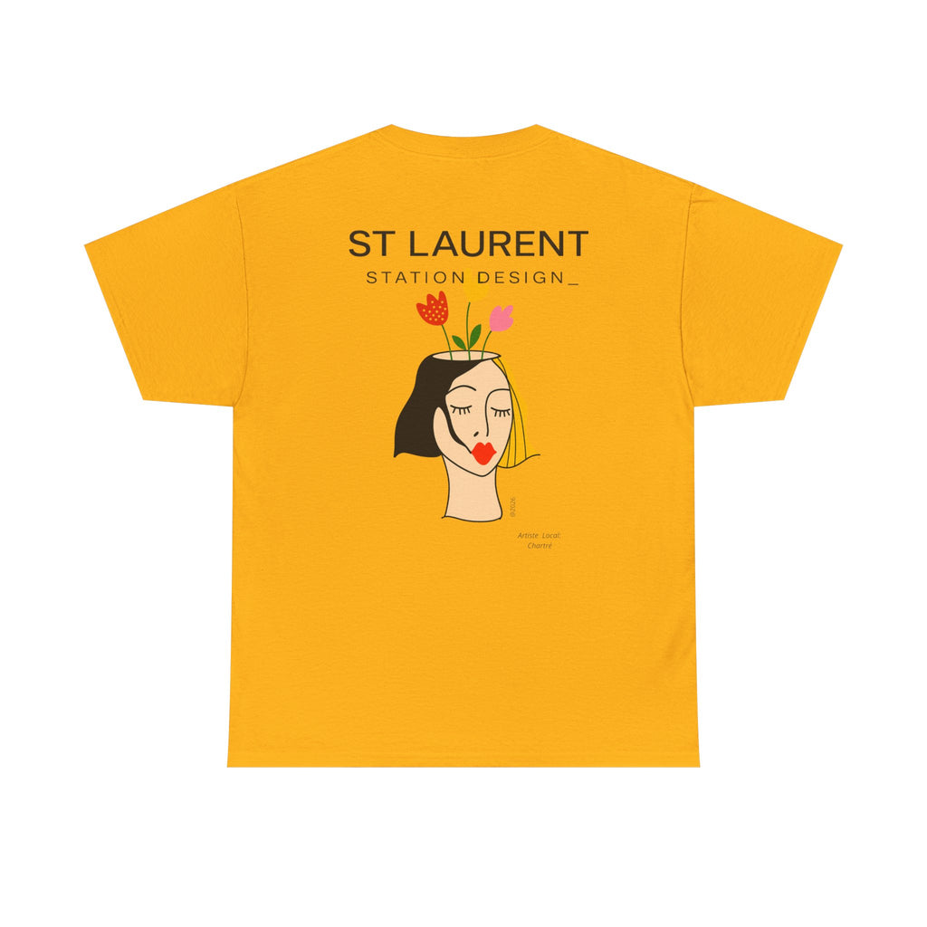 St. Laurent Floral Face Graphic Tee