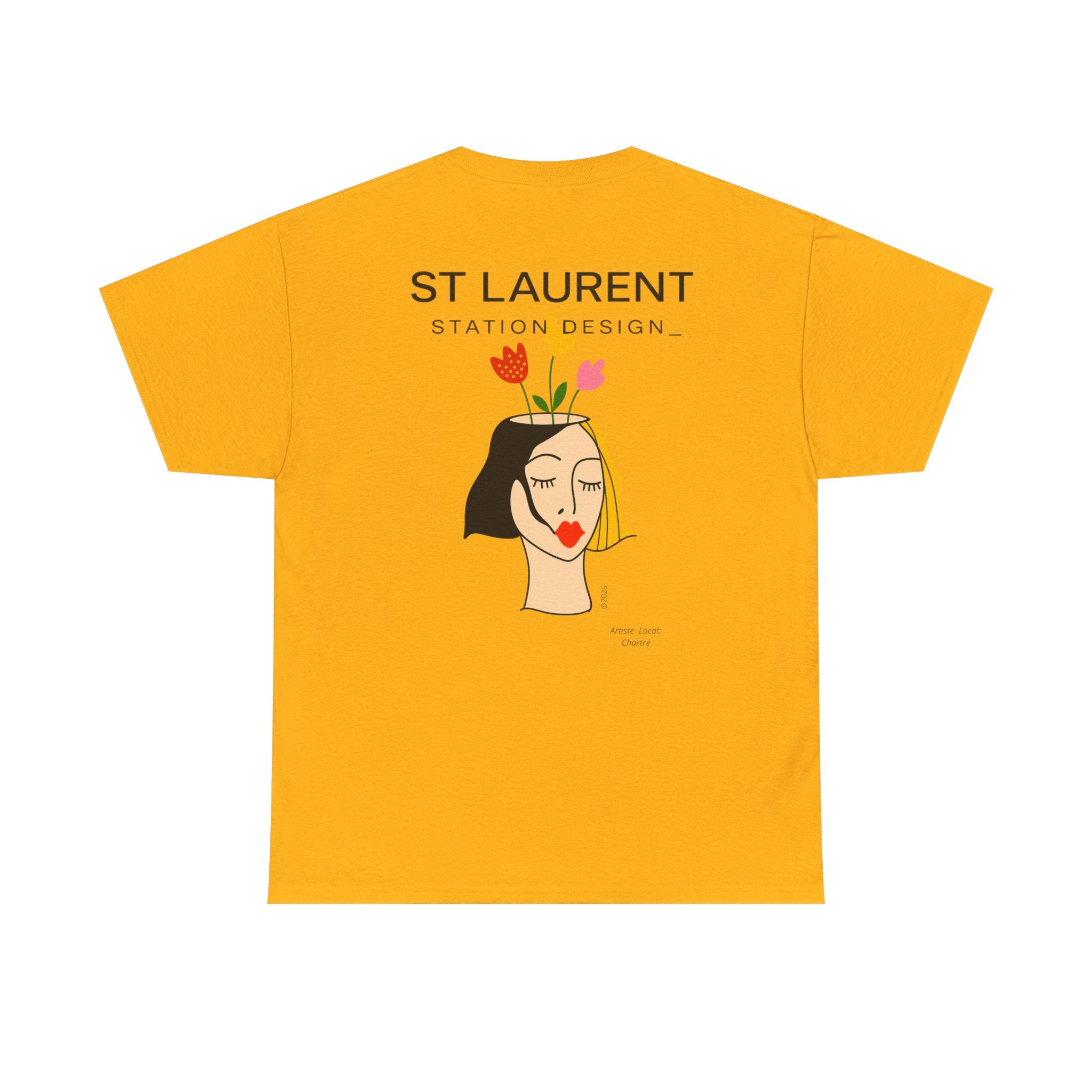 St. Laurent Floral Face Graphic Tee