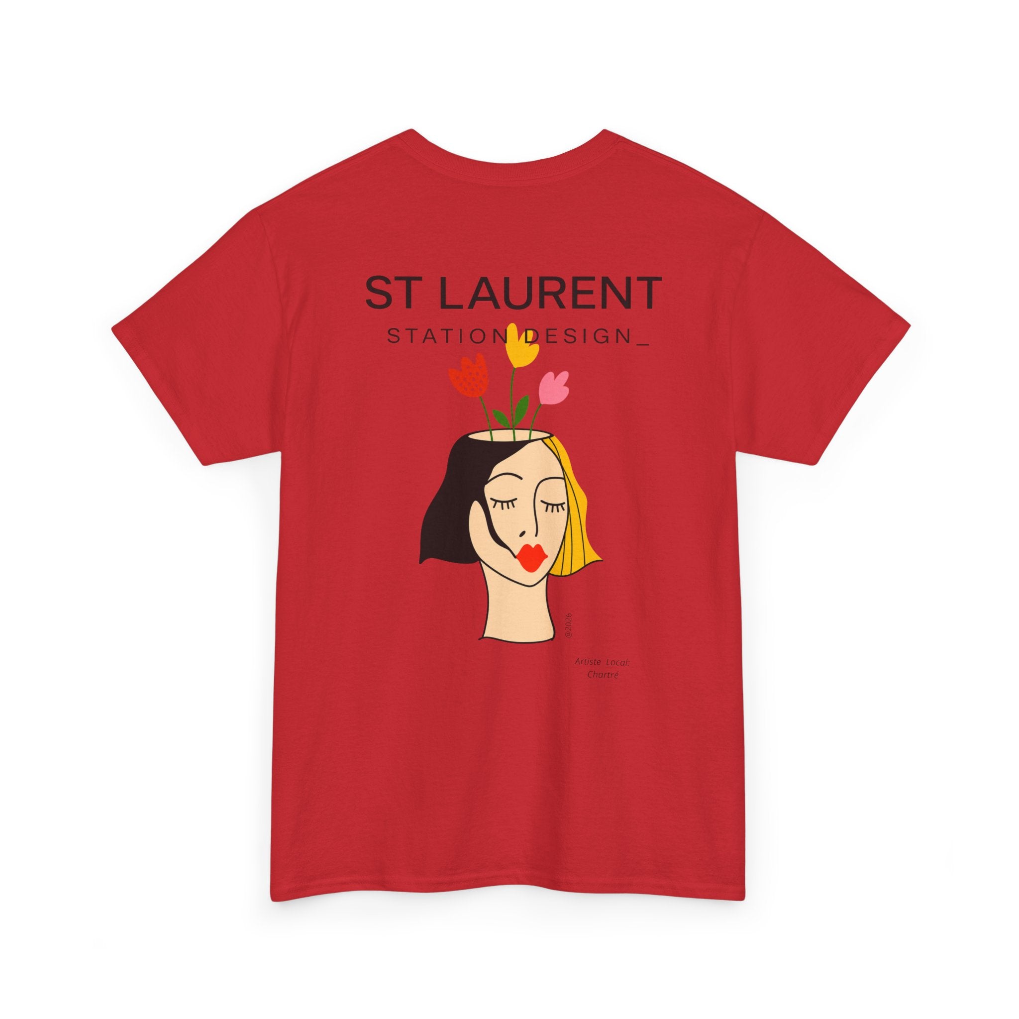 St. Laurent Floral Face Graphic Tee