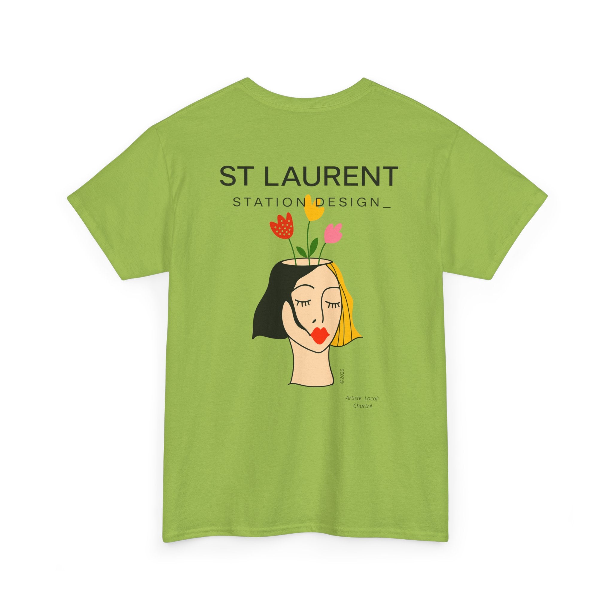 St. Laurent Floral Face Graphic Tee