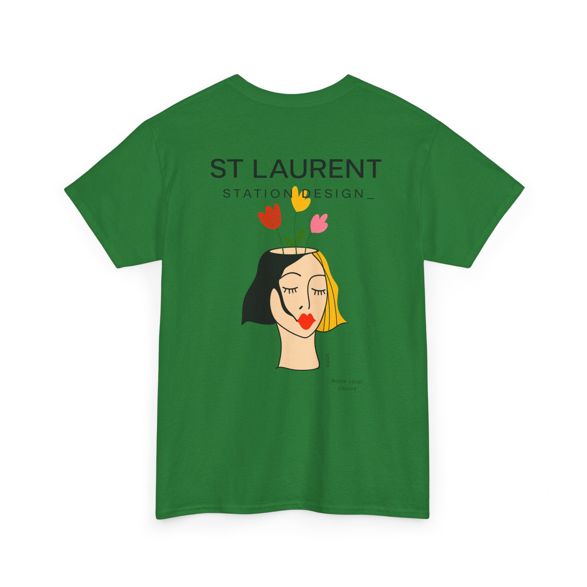 St. Laurent Floral Face Graphic Tee