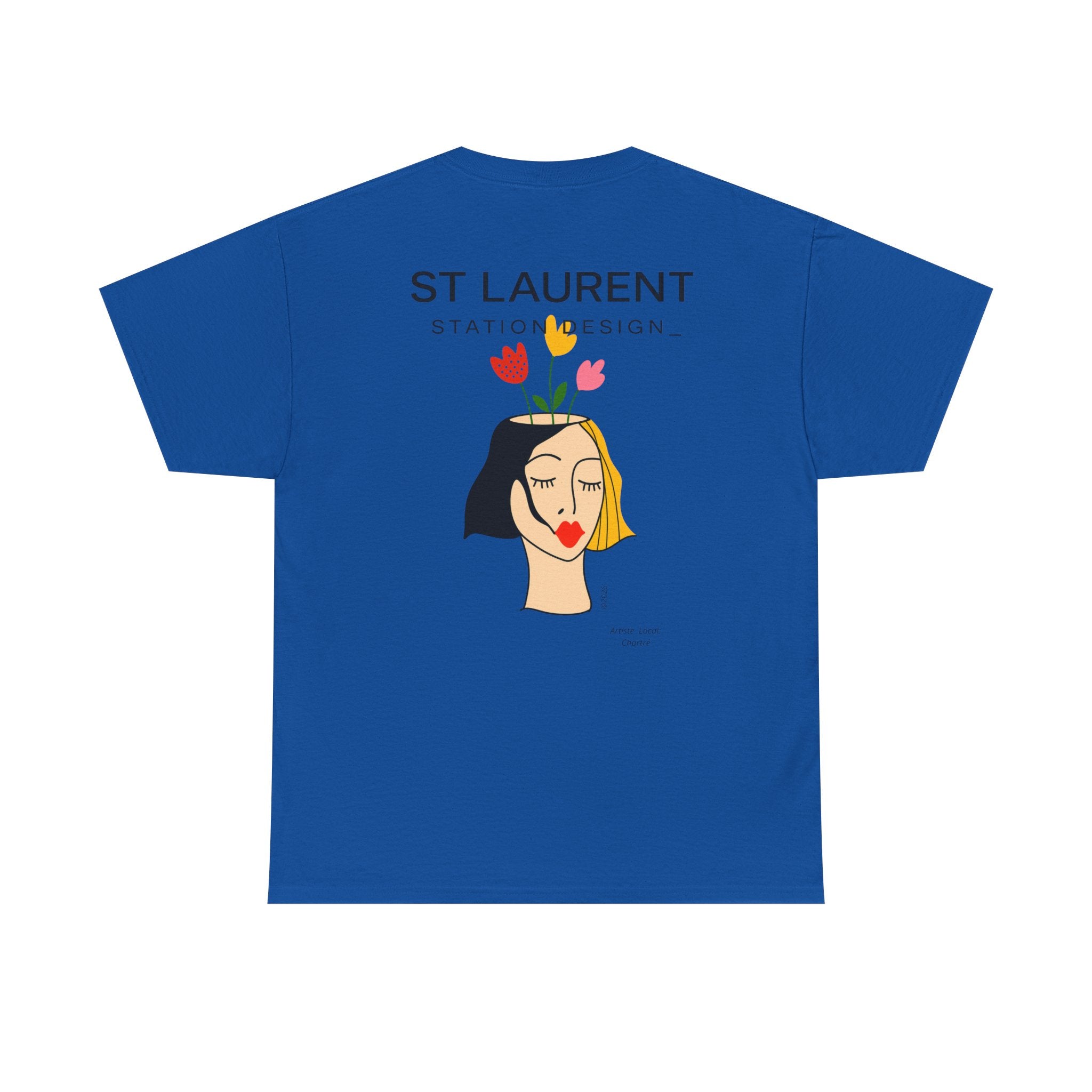 St. Laurent Floral Face Graphic Tee
