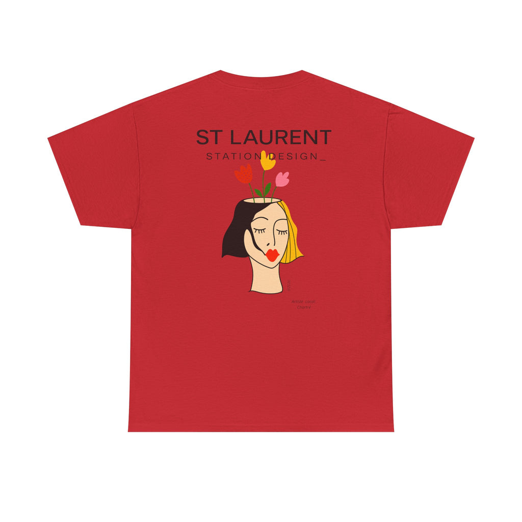 St. Laurent Floral Face Graphic Tee