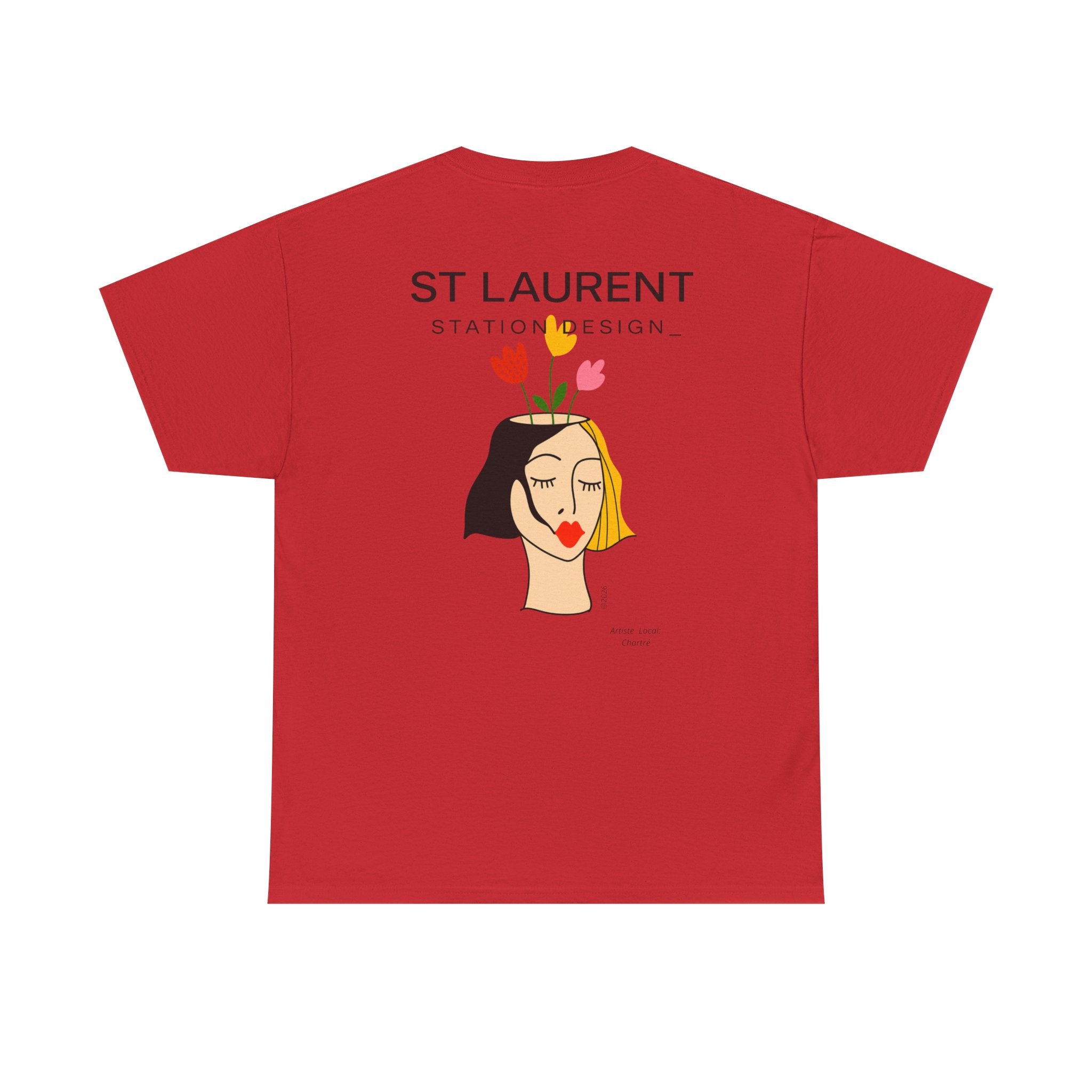 St. Laurent Floral Face Graphic Tee