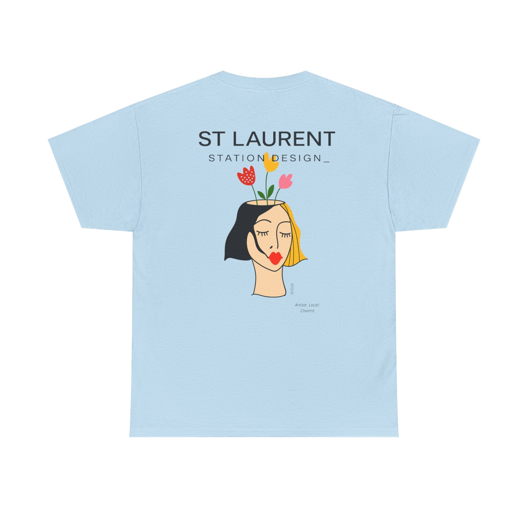St. Laurent Floral Face Graphic Tee