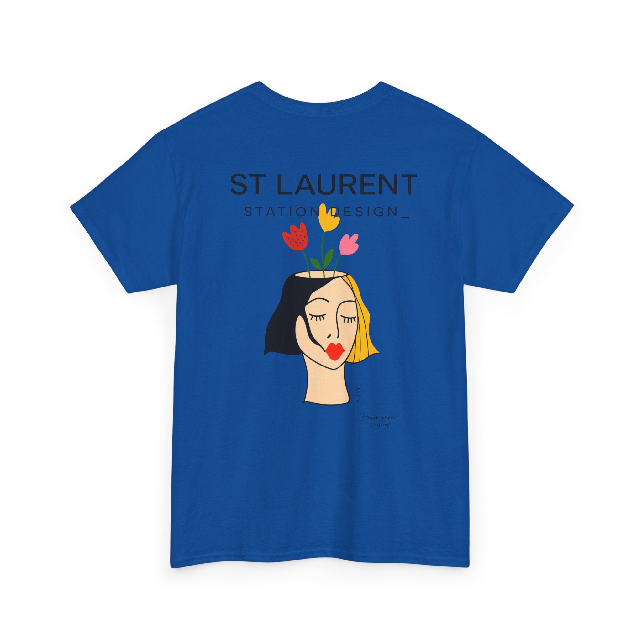 St. Laurent Floral Face Graphic Tee
