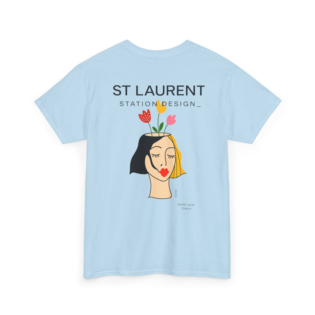 St. Laurent Floral Face Graphic Tee