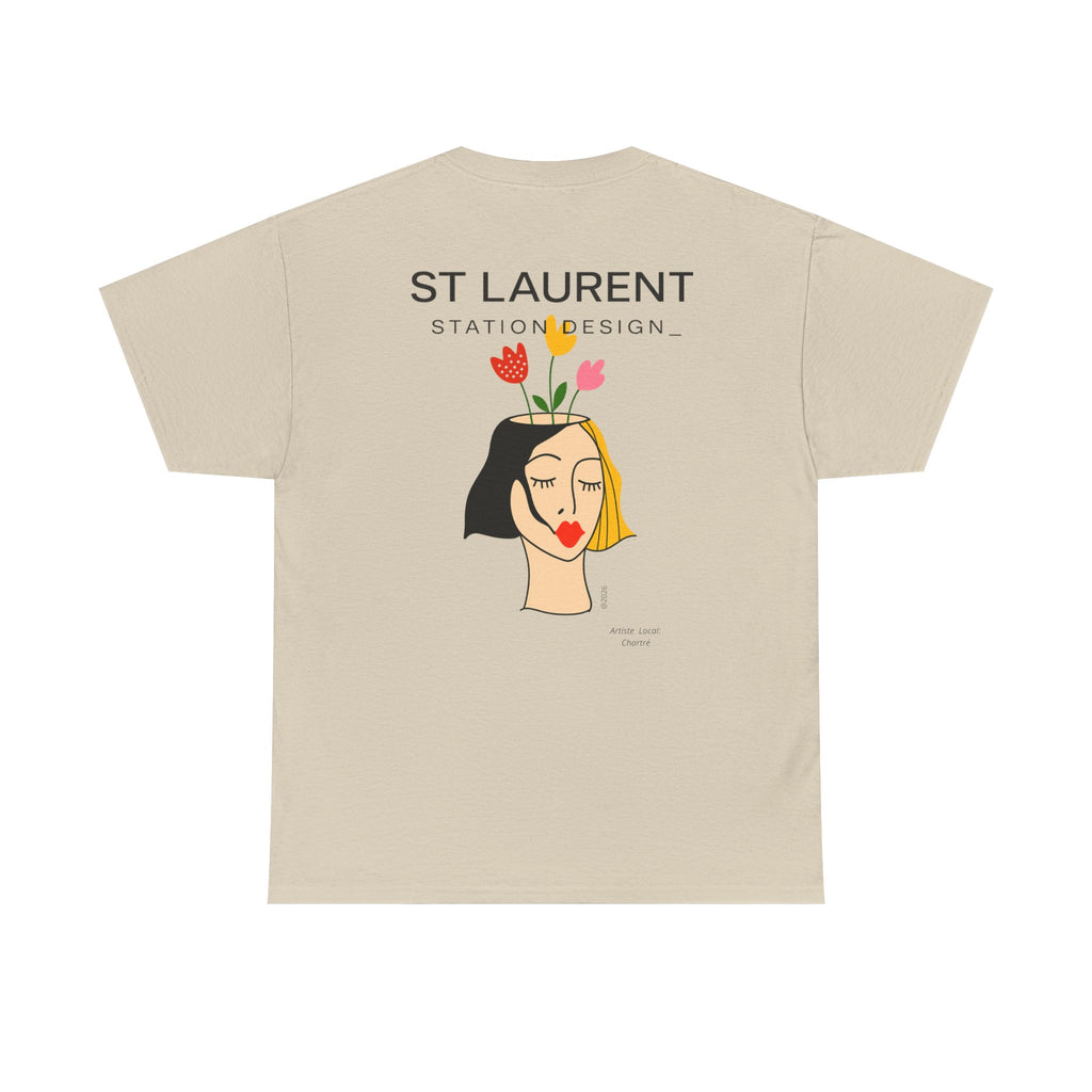 St. Laurent Floral Face Graphic Tee