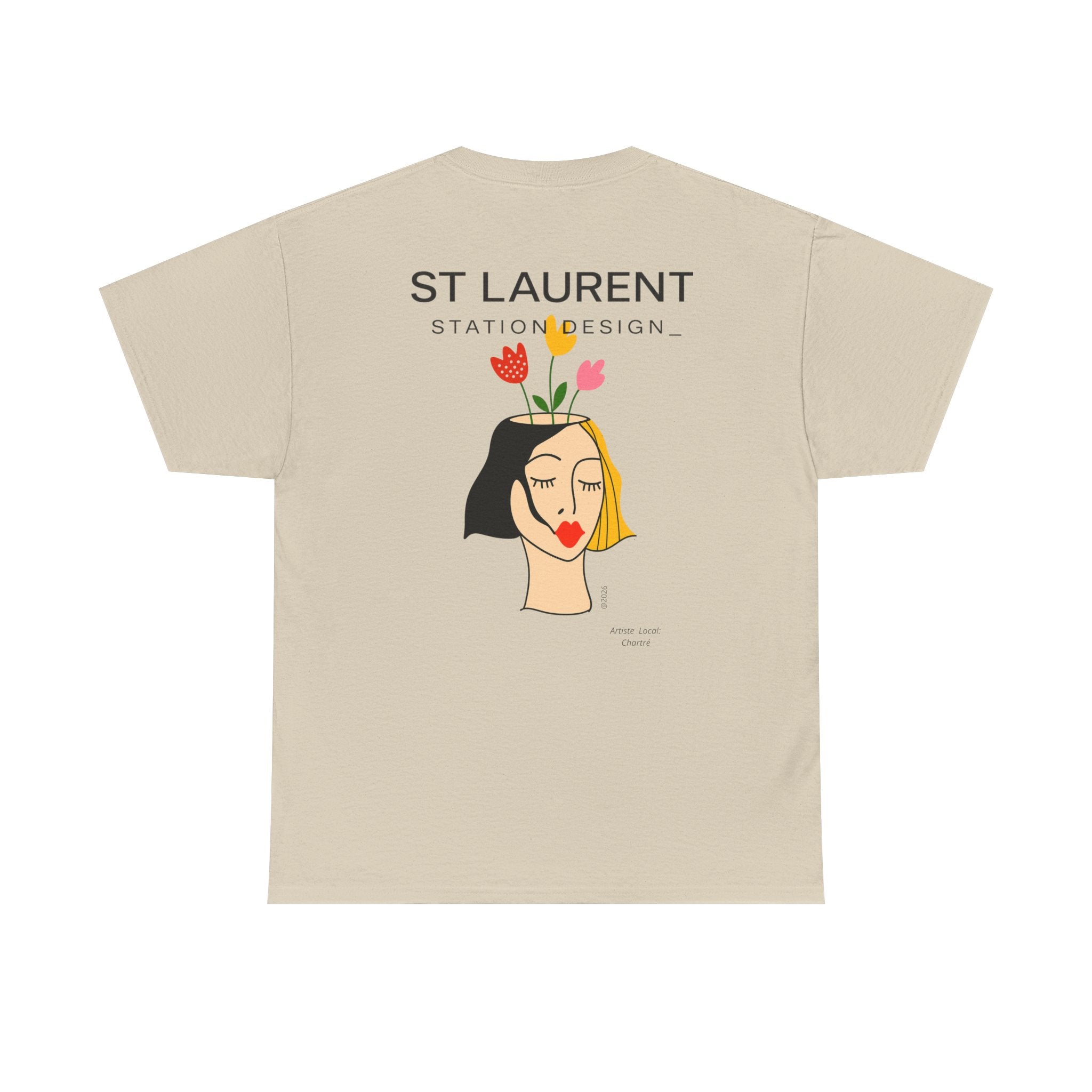 St. Laurent Floral Face Graphic Tee