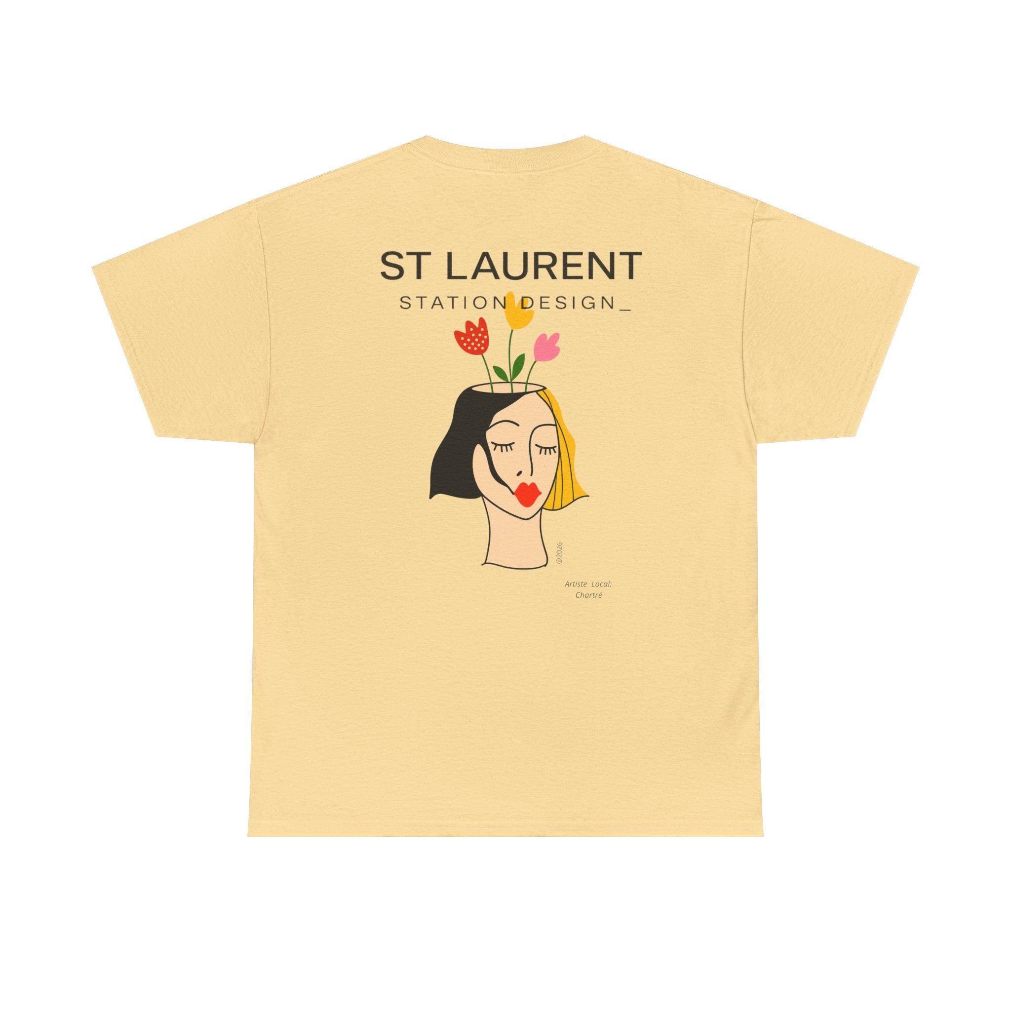 St. Laurent Floral Face Graphic Tee