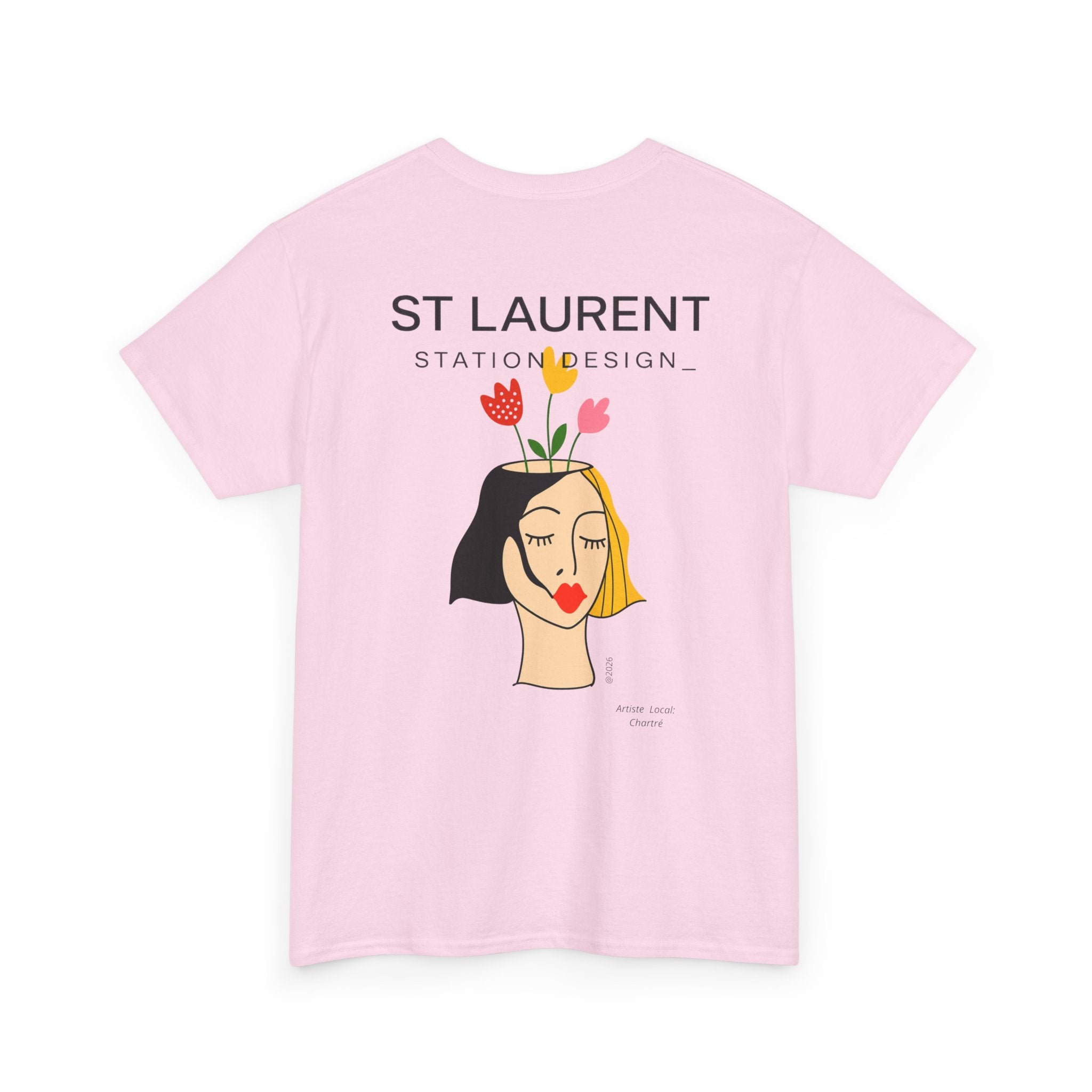 St. Laurent Floral Face Graphic Tee