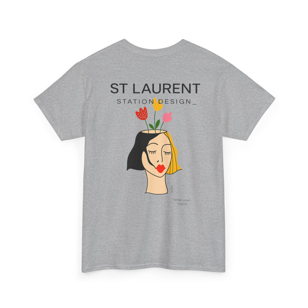 St. Laurent Floral Face Graphic Tee