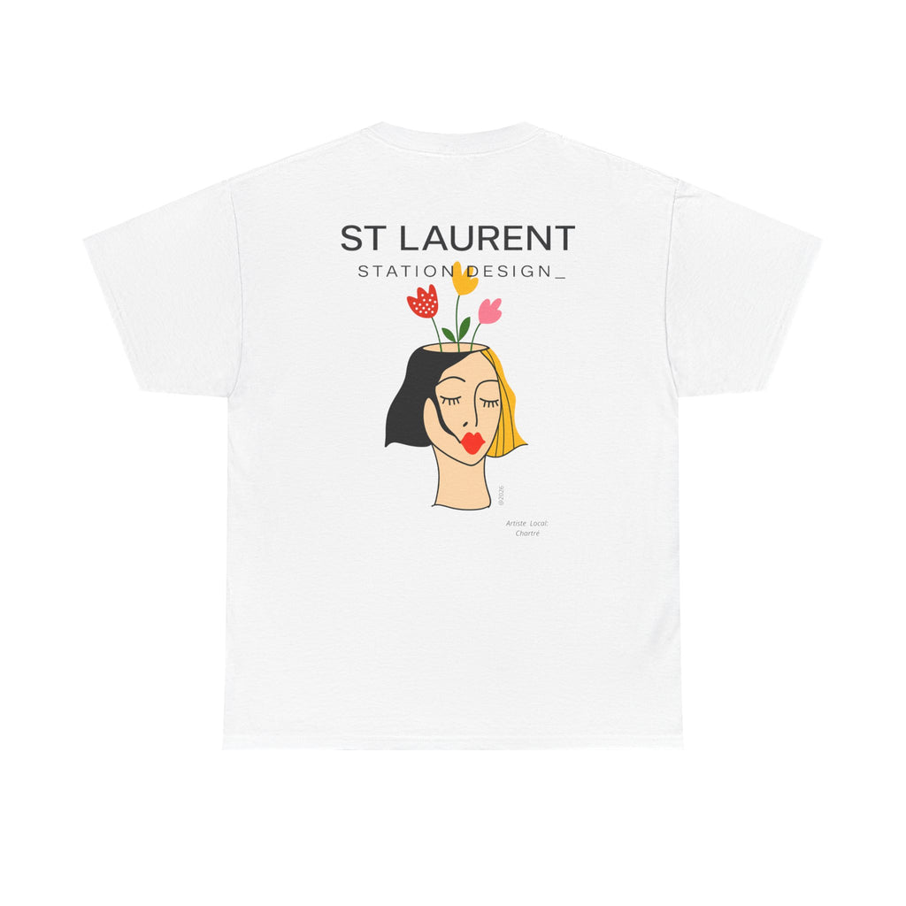 St. Laurent Floral Face Graphic Tee