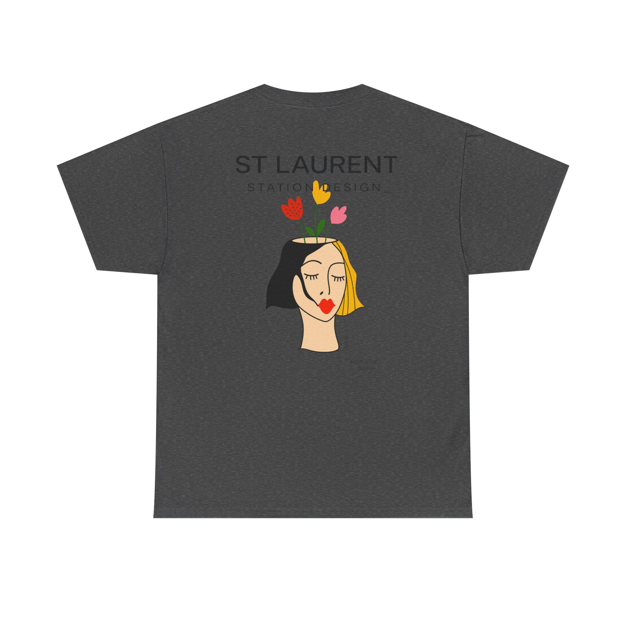 St. Laurent Floral Face Graphic Tee