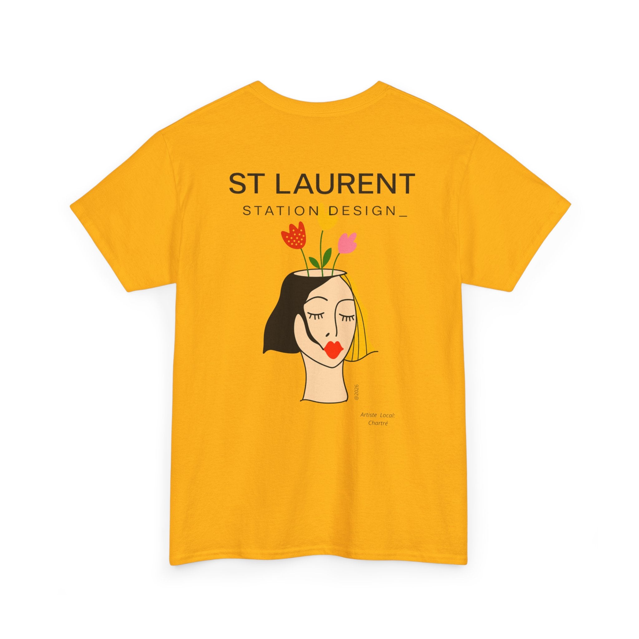 St. Laurent Floral Face Graphic Tee