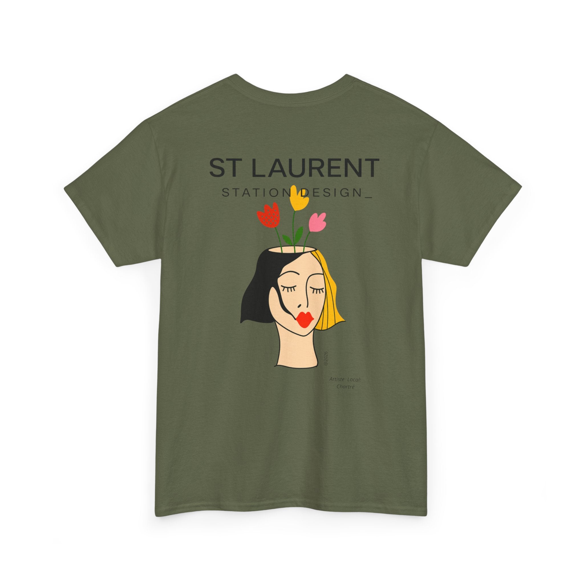 St. Laurent Floral Face Graphic Tee