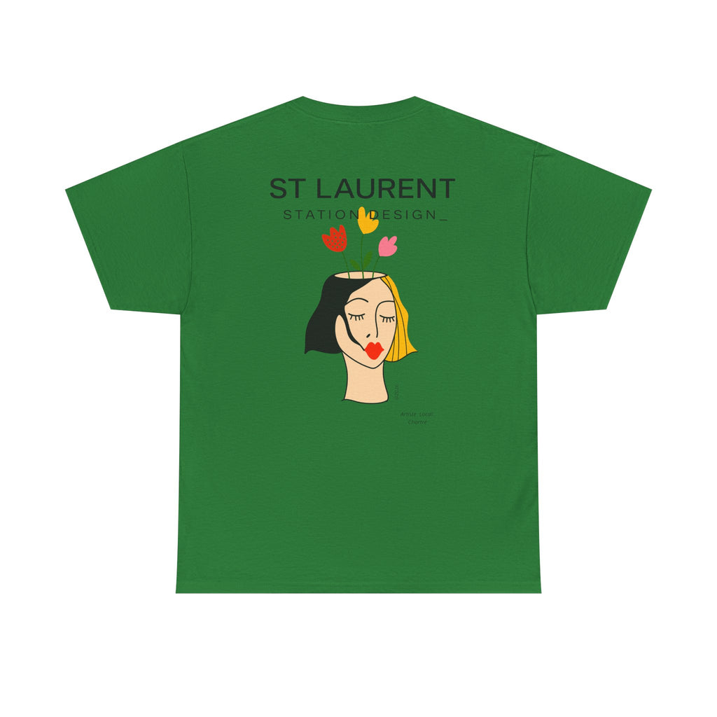 St. Laurent Floral Face Graphic Tee