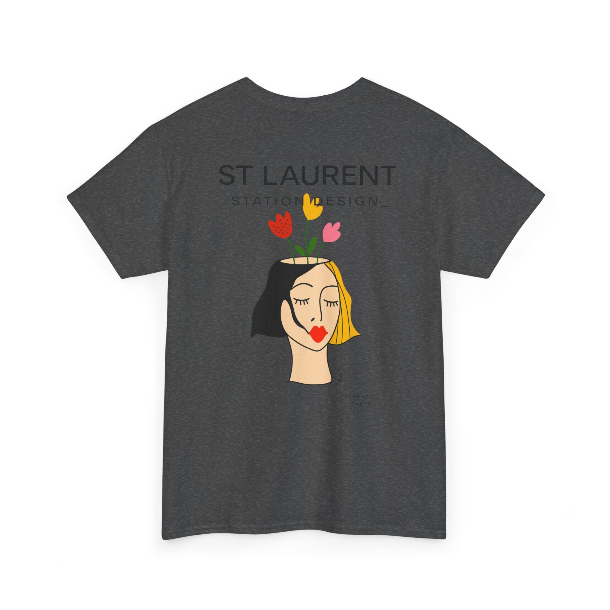 St. Laurent Floral Face Graphic Tee