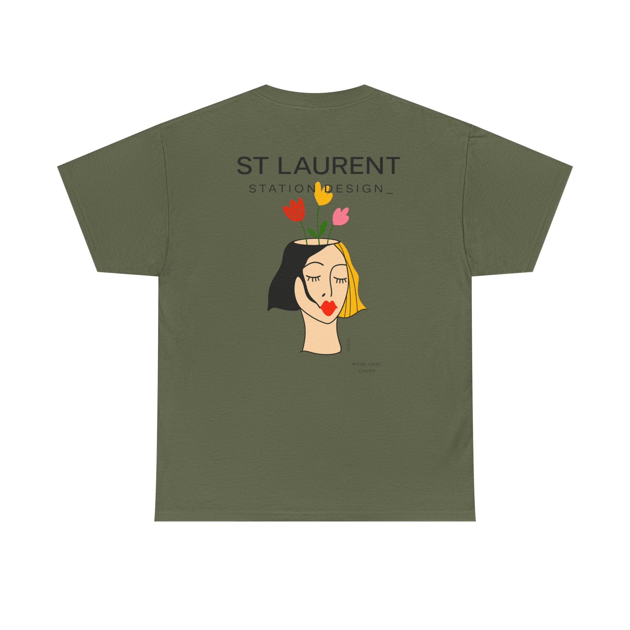 St. Laurent Floral Face Graphic Tee