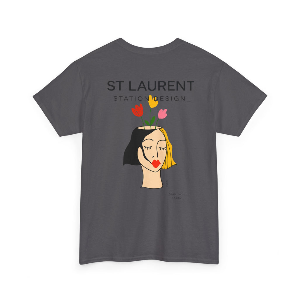 St. Laurent Floral Face Graphic Tee